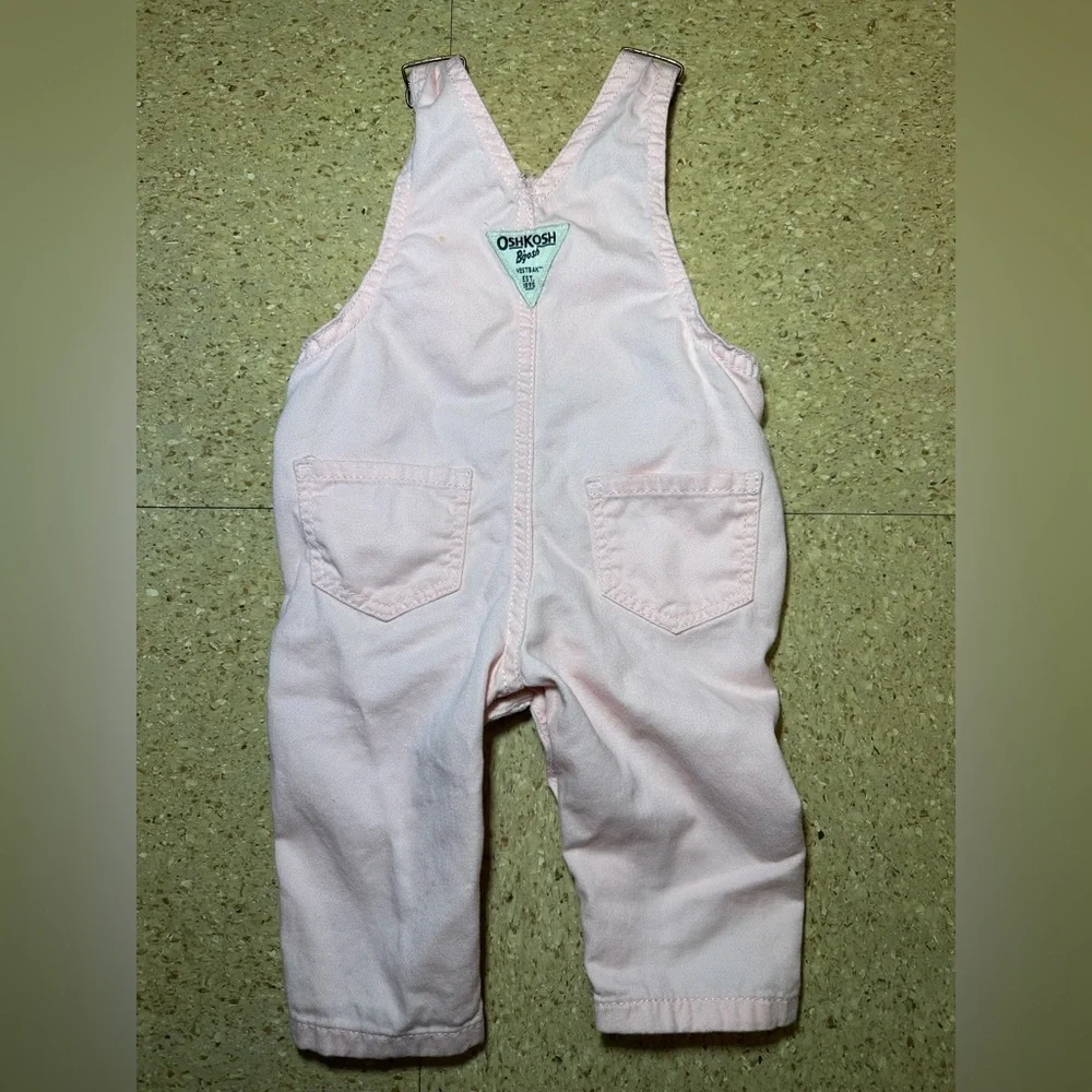 Oshkosh Girls Infant Baby Pink Heart Denim Overalls Size‎ 6 Months 3-6m